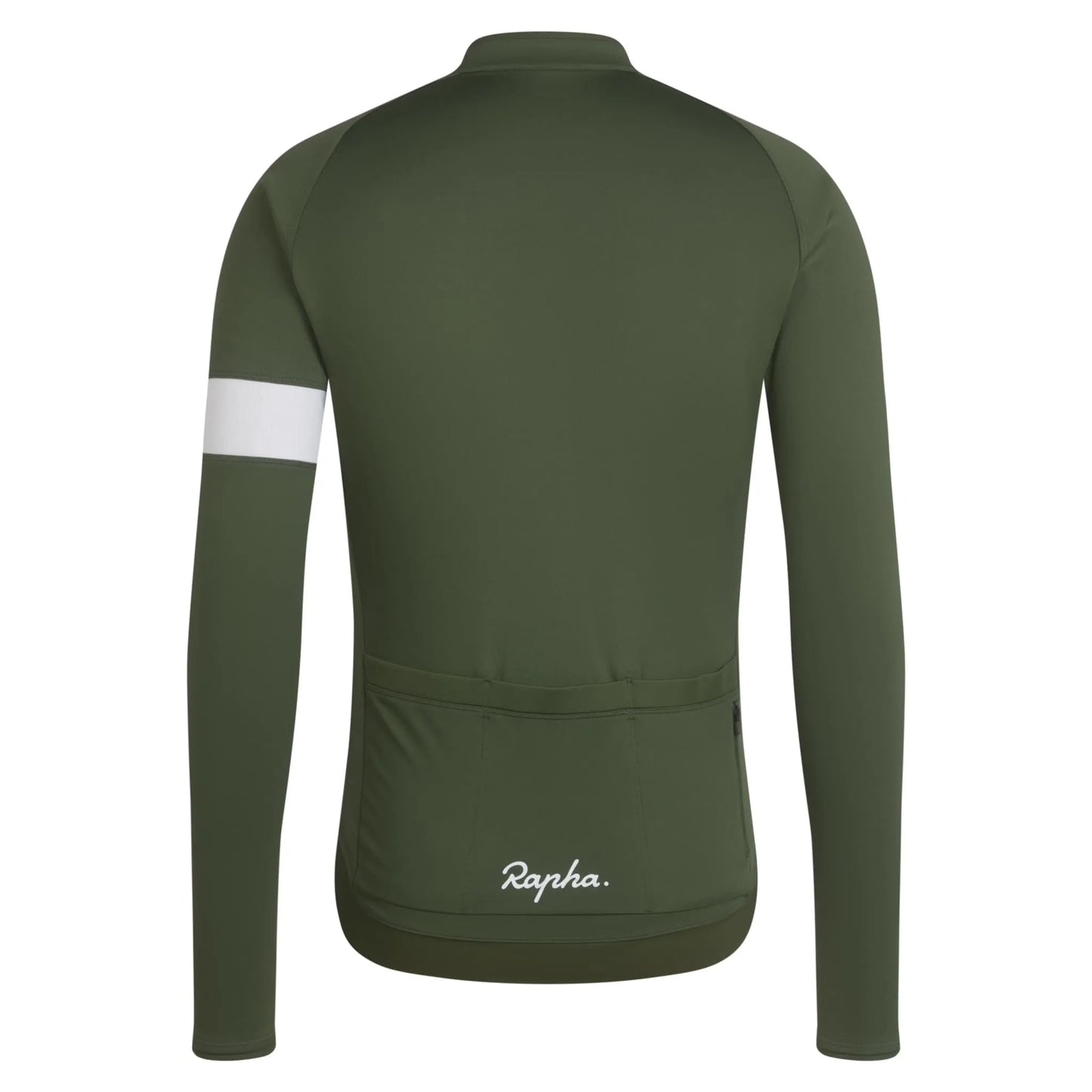 RAPHA Core Thermal Long Sleeve Jersey - KLW Deep Olive Green/White