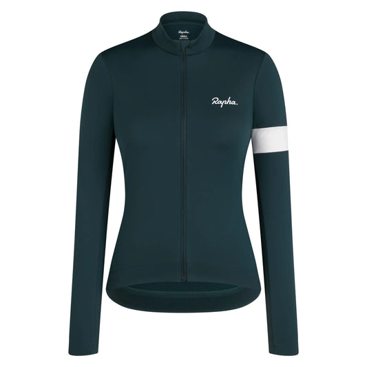 RAPHA Core Thermal Long Sleeve Women Jersey - MSW Forest Green/White
