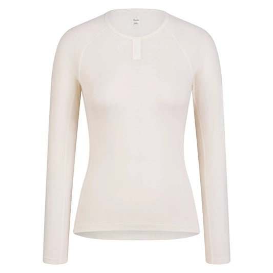 RAPHA MERINO LONG SLEEVE BASE LAYER - CREAM/WHITE