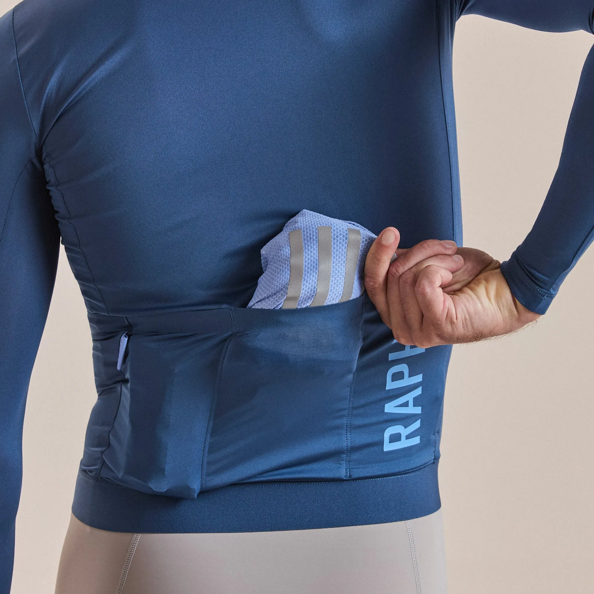RAPHA Men Pro Team Long Sleeve Lightweight Jersey - Denim Blue/Bluebell