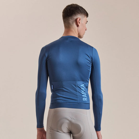 RAPHA Men Pro Team Long Sleeve Lightweight Jersey - Denim Blue/Bluebell