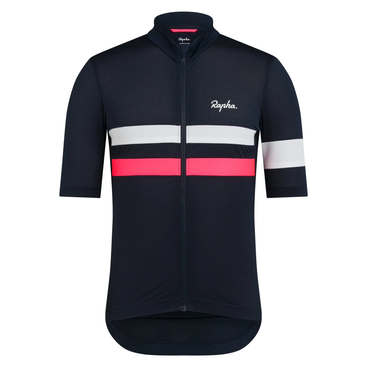 RAPHA Men's Brevet Lightweight Jersey - Dark Navy/Silver/High-Vis Pink