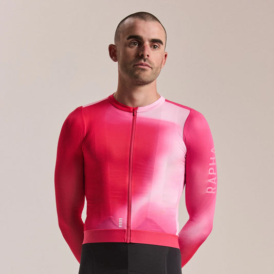RAPHA Men's Pro Team Long Sleeve Lightweight Jersey III - Surface Print - Pink