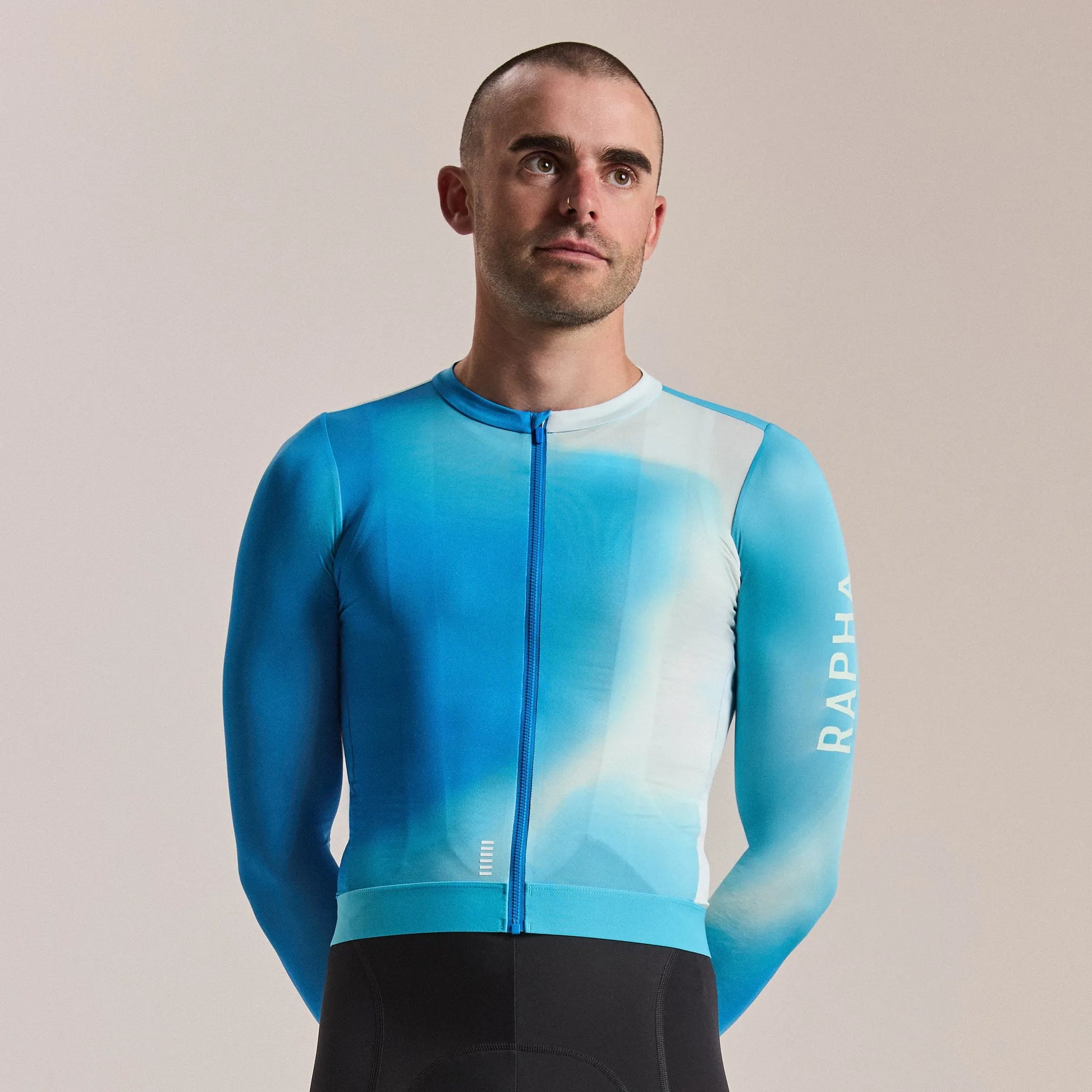 RAPHA Men's Pro Team Long Sleeve Lightweight Jersey III - Surface Print - Turquoise