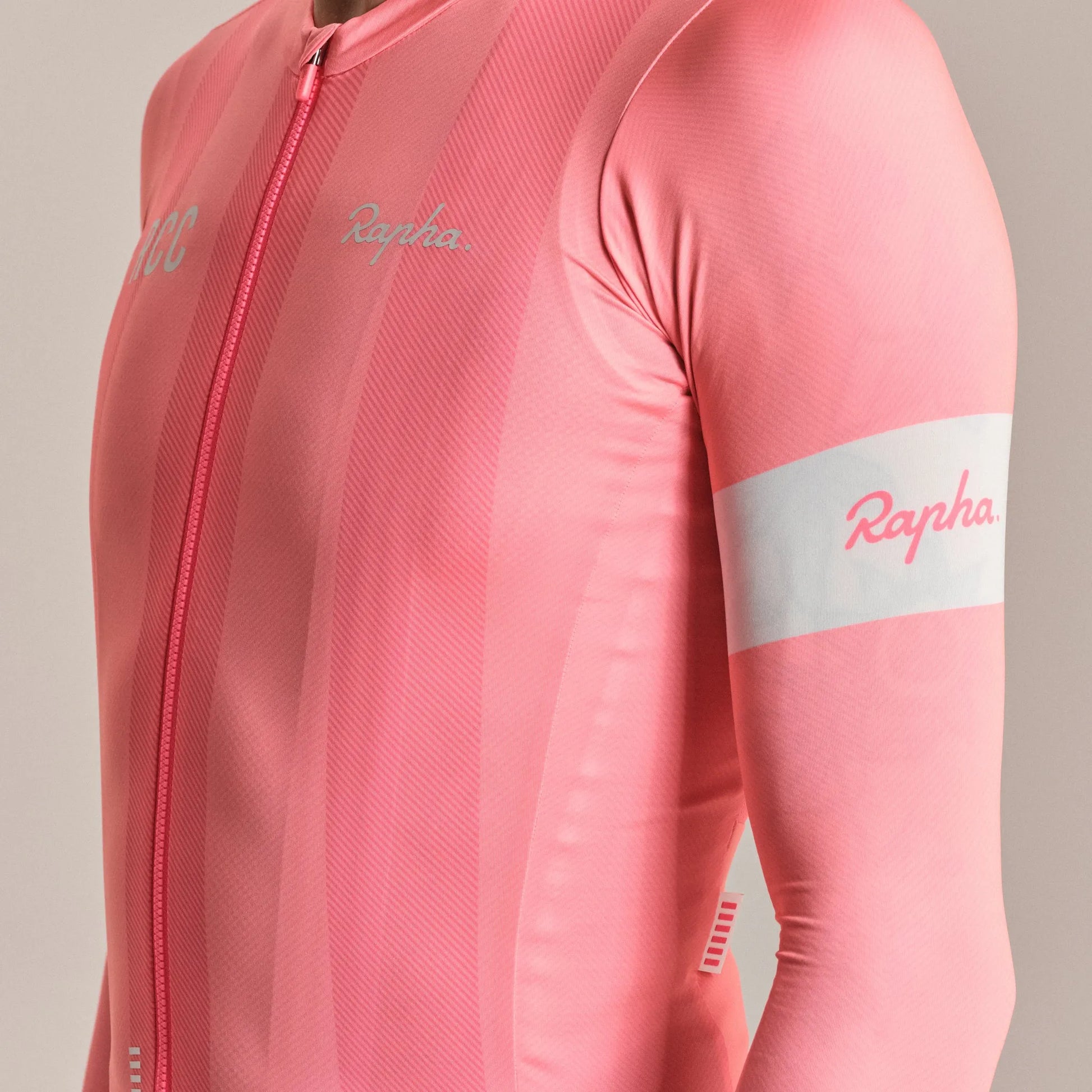 RAPHA Men's RCC Pro Team Long Sleeve Lightweight Jersey - Light Pink/High-Vis Pink