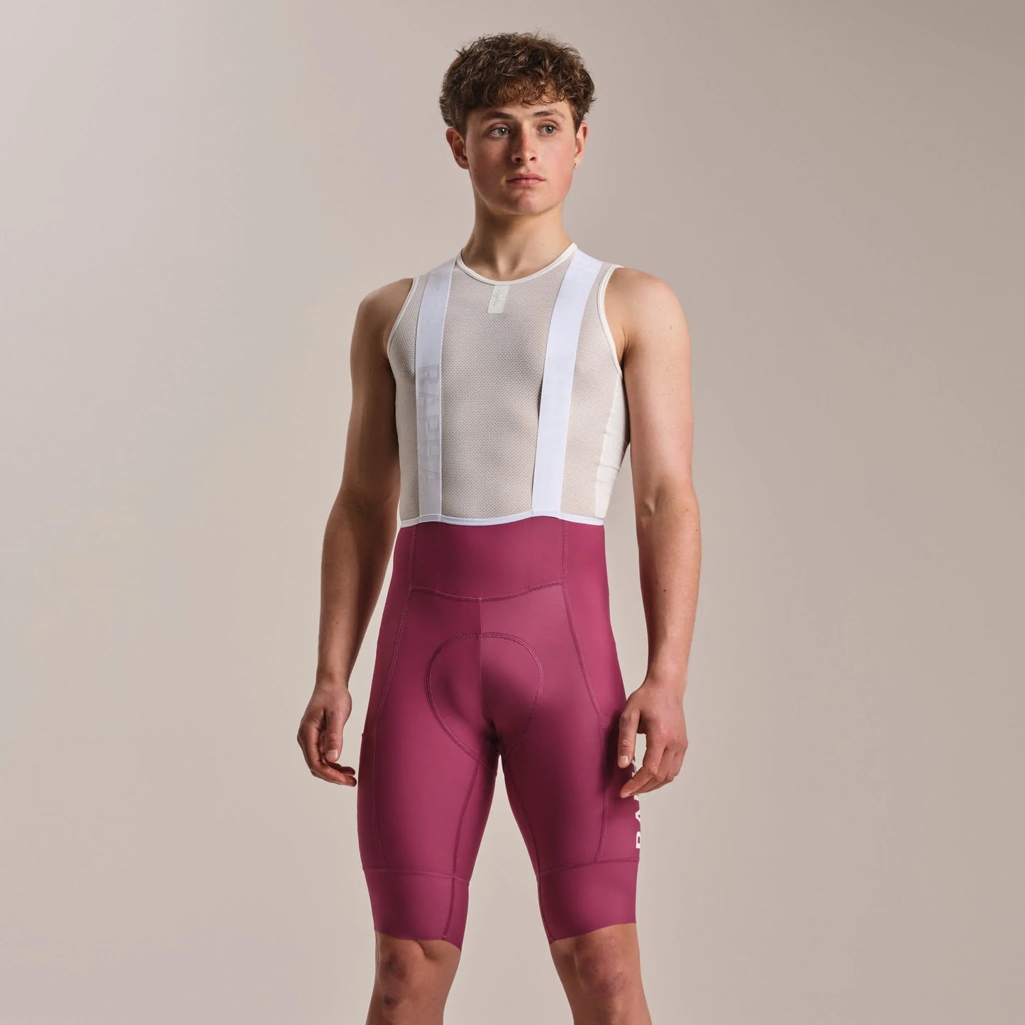 RAPHA Pro Team Cargo Bib Shorts Long - RAW Raspberry/White