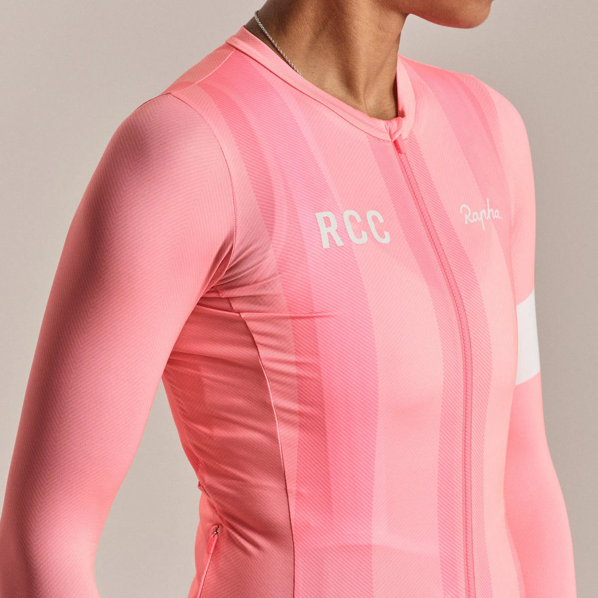 RAPHA Women RCC Pro Team Long Sleeve Lightweight Jersey - Light Pink/High-Vis Pink