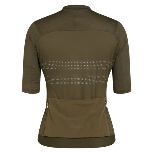 RAPHA Women's Brevet Lightweight Jersey III - Dark Olive/Silver Reflective