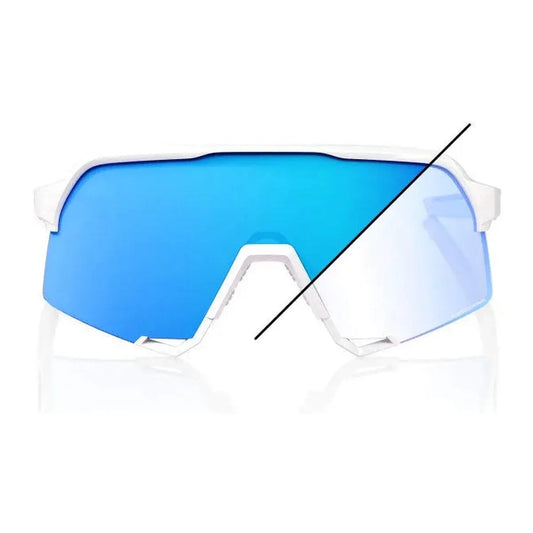 RIDE 100% S3 Sunglasses - Bastille Pearl White Glitter / Blue Mirror Photochromic Lens