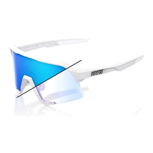RIDE 100% S3 Sunglasses - Bastille Pearl White Glitter / Blue Mirror Photochromic Lens
