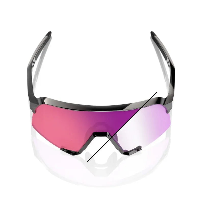 RIDE 100% S3 Sunglasses - Gloss Black / Purple Flash Mirror Photochromic Lens