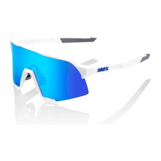 RIDE 100% S3 Sunglasses - Matte White / HiPER Blue Multilayer Mirror Lens