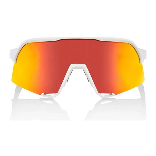 RIDE 100% S3 Sunglasses - Soft Tact White / HiPER Red Multilayer Mirror Lens