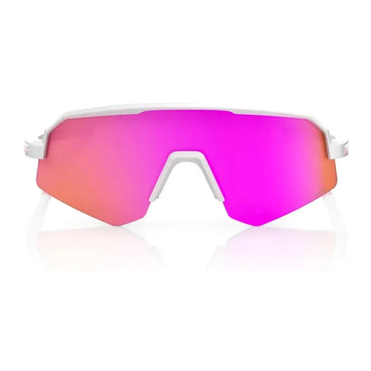 RIDE 100% Slendale XS Sunglasses - Matte White / Pink / HiPER Vital Pink Mirror Lens