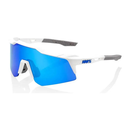 RIDE 100% Speedcraft XS Sunglasses - Matte White / Blue Multilayer Mirror Lens