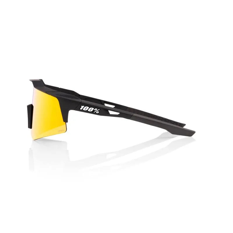 RIDE 100% Speedcraft XS Sunglasses - Soft Tact Black / HiPER Red Multilayer Mirror Lens