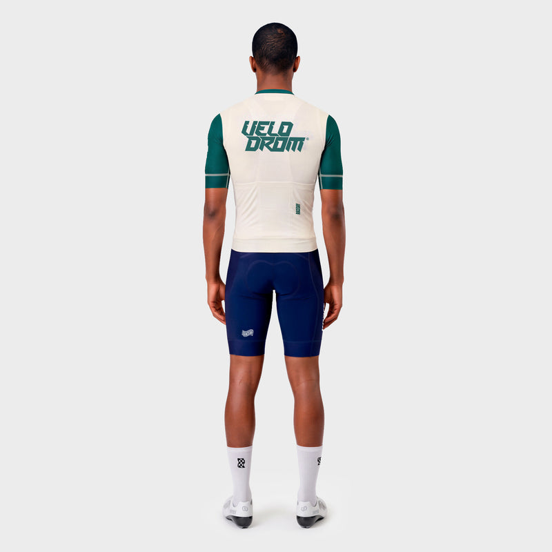 VELODROM Raceday 4.0 Jersey S6 - Off White/Green Sleeves