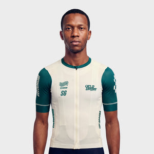 VELODROM Raceday 4.0 Jersey S6 - Off White/Green Sleeves