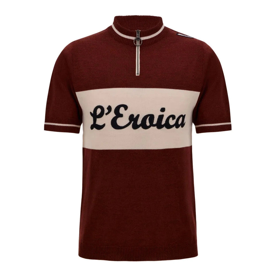 SANTINI EROICA Official wool cycling jersey - Vino