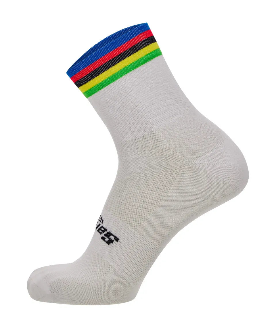 SANTINI UCI OFFICIAL WORLD CHAMPION CYCLING SOCKS - White/Rainbow