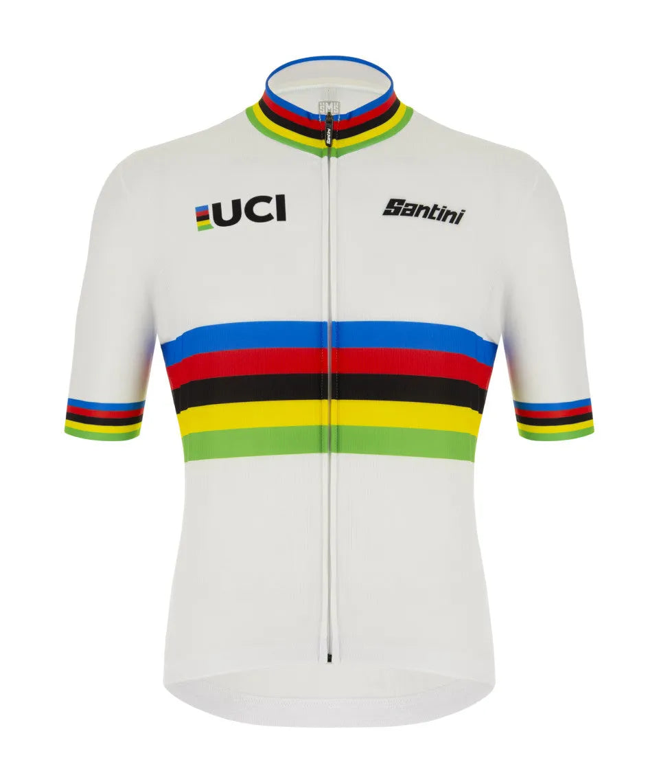 SANTINI UCI WORLD CHAMPION ECO JERSEY - WHITE/RAINBOW