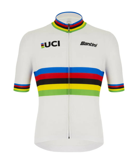 SANTINI UCI WORLD CHAMPION ECO JERSEY - WHITE/RAINBOW