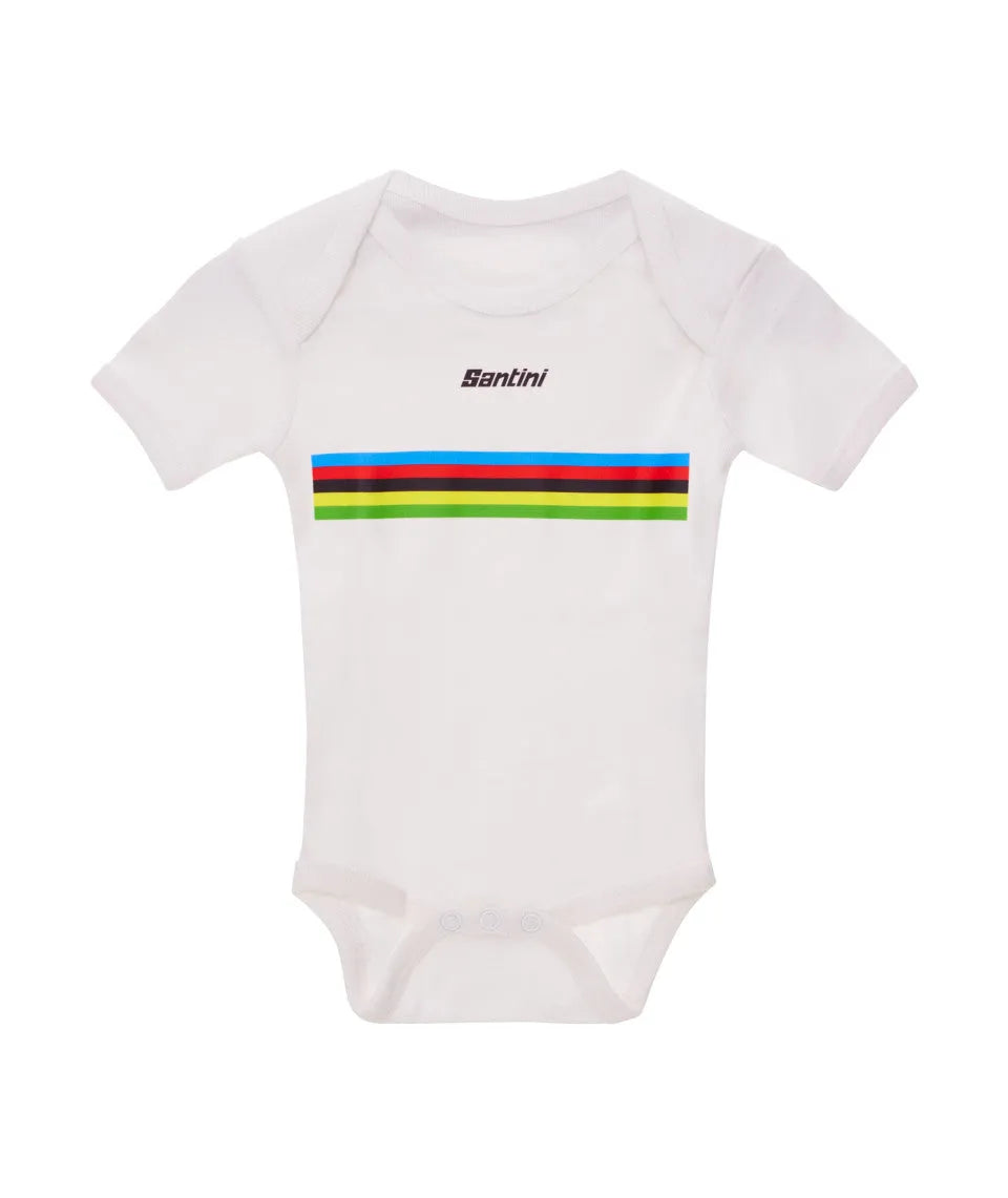 SANTINI Uci World Champion Baby Bodysuit - White/Rainbow