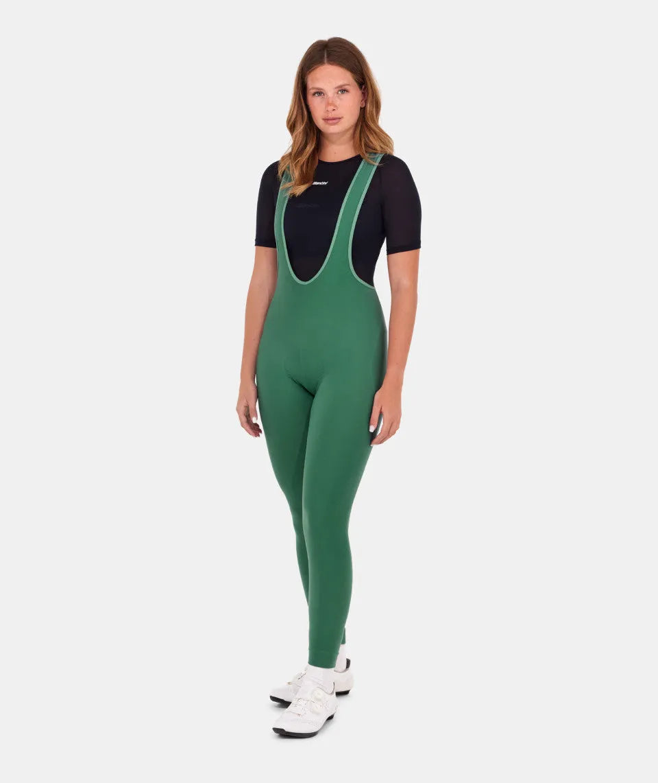 SANTINI Women Winter Bib Tights - Olive Green