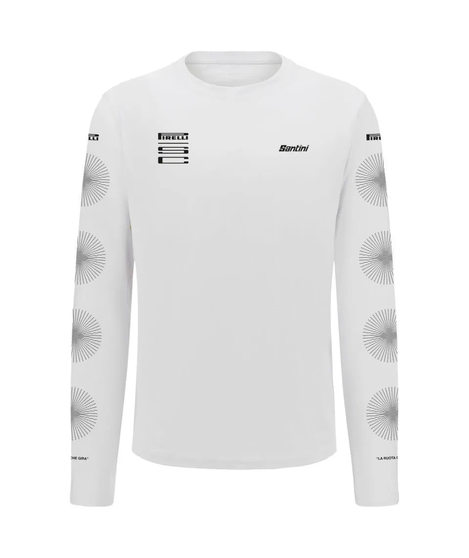 SANTINI x Pirelli Sport Club Wheel Long Sleeve Tshirt - White