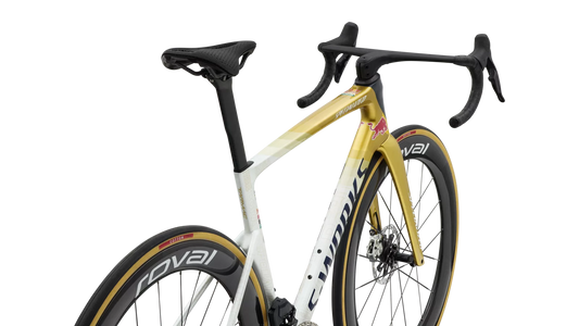 SPECIALIZED S-WORKS TARMAC SL9 LTD REMCO EVENEPOEL ROAD BIKE - GLOSS METALLIC WHITE SILVER / GOLD PEARL / DEEP BLUE