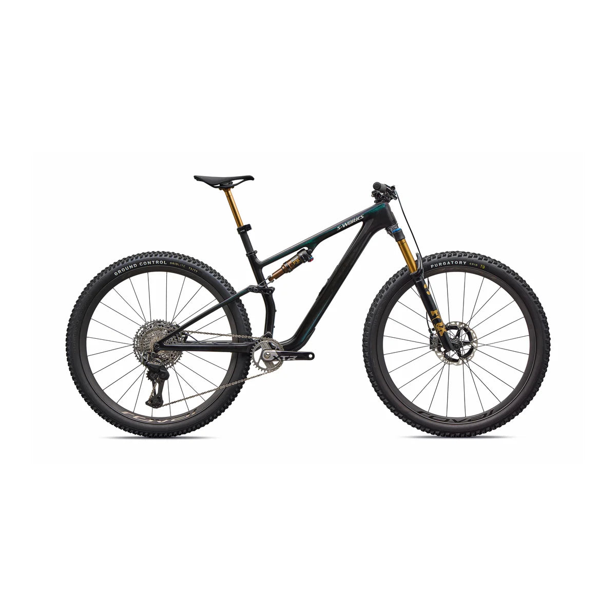 SPECIALIZED S-Works Epic 8 EVO 2026 Shimano XTR Di2 Complete MTB - Gloss Carbon / Green To Purple Viavi Fade / Brushed Liquid Metal