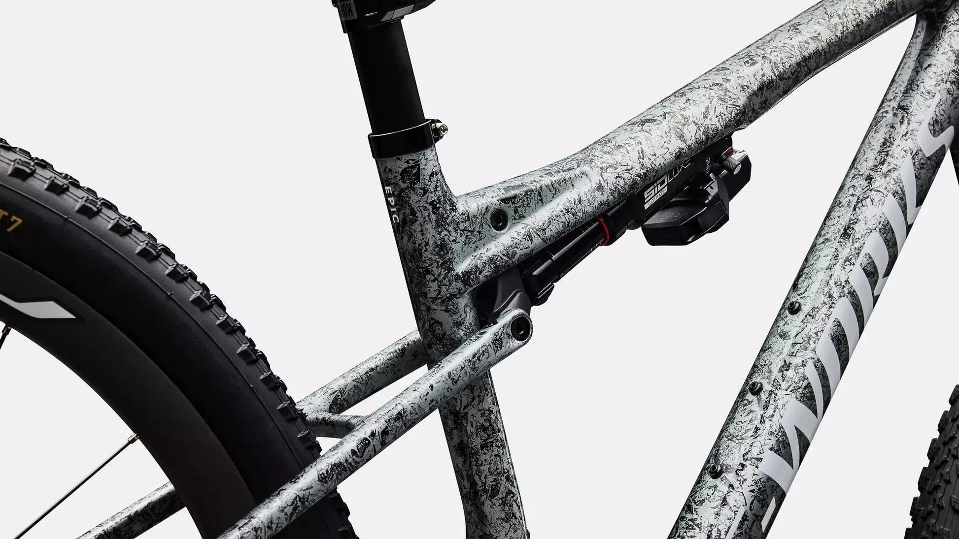 SPECIALIZED S-Works Epic 9 Complete MTB - Gloss Metallic Obsidian Multi Color Dry Impasto/ Metallic White Silver