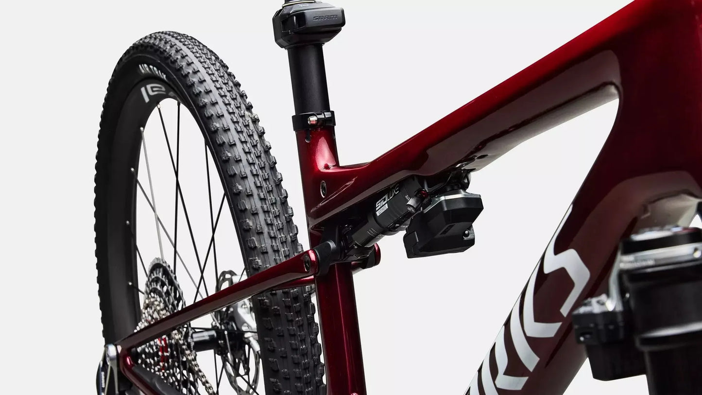 SPECIALIZED S-Works Epic 9 Complete MTB - Gloss Red Tint Over Red Reflex Pearl Edge Fade / Metallic White Silver
