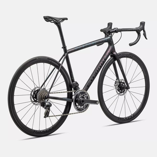 SPECIALIZED SWORKS Aethos 2025 Sram Red AXS Road Bike - GLOSS OBSIDIAN/LAPIS + ABALONE ORGANIC COLOR RUN/OBSIDIAN