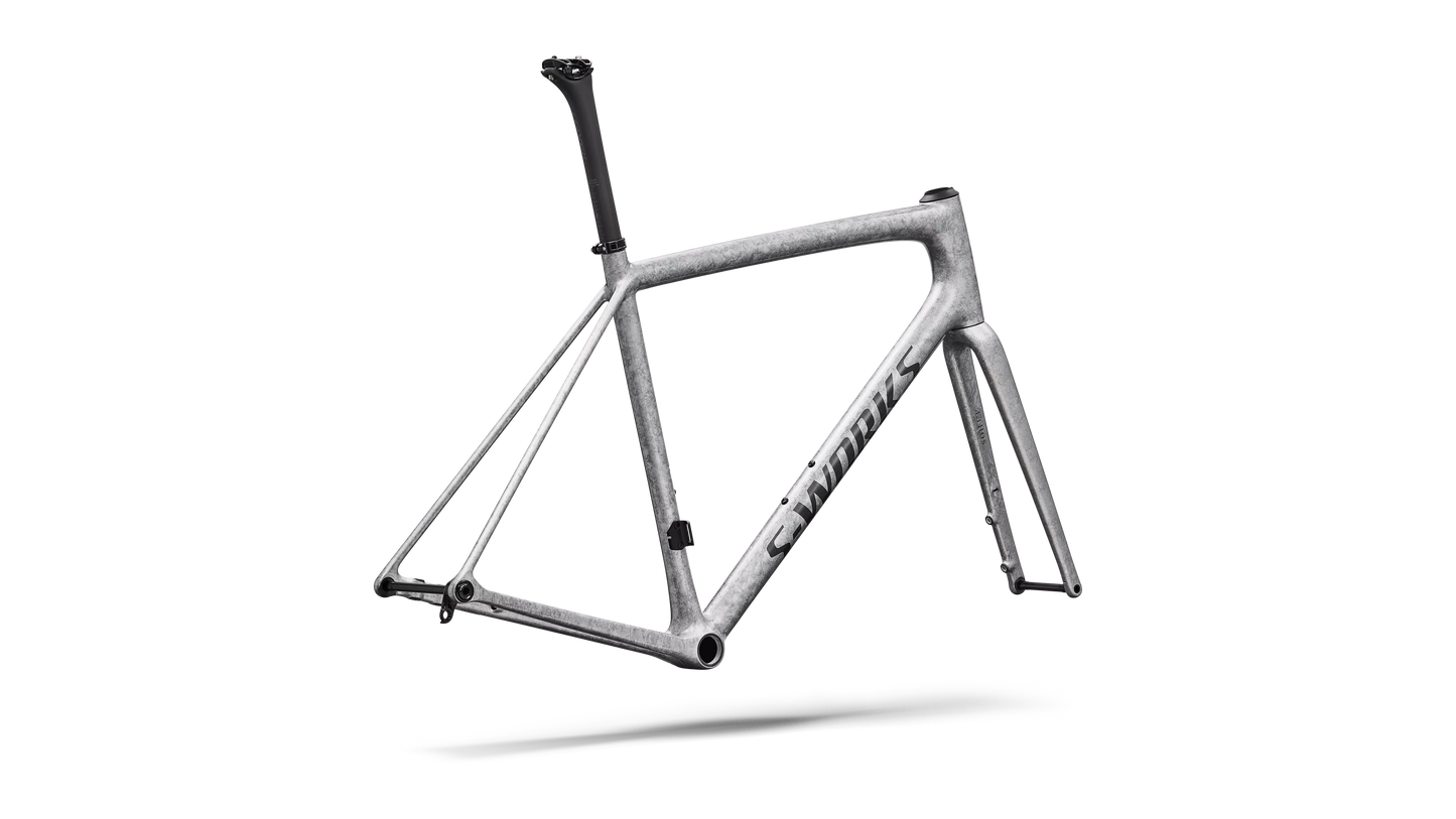 SPECIALIZED SWorks Aethos 2 Frameset 2026 - Gloss Silver Blurred Impasto / Black Pearl