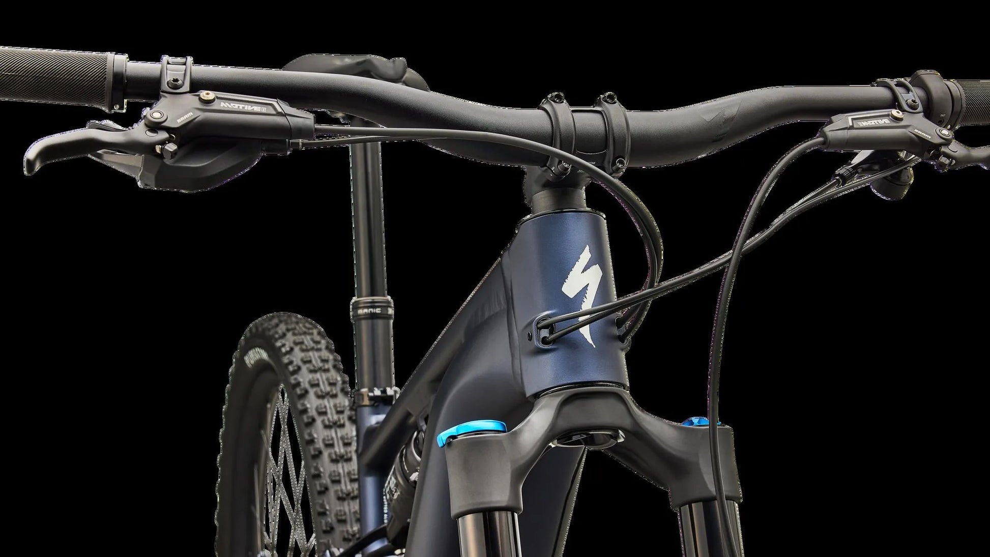 SPECIALIZED Turbo Levo R Comp Alloy MTB Ebike - Satin Metallic Deep Marine / Shadow Silver - Head Tube