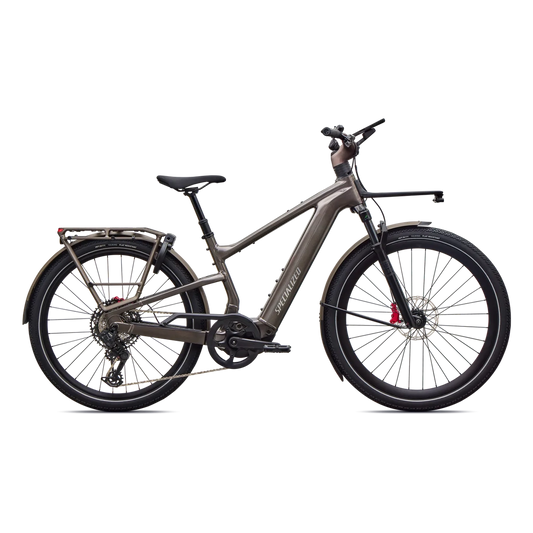 SPECIALIZED Turbo Vado 3 6.0 E-Bike - GLOSS WARM SMOKE METALLIC / SATIN BRUSHED CHROME