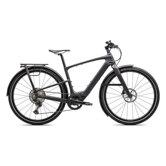 SPECIALIZED Turbo Vado SL 2 6.0 EQ Carbon Ebike - SATIN BLACK SPECKLE OVER CARBON / DOLOMITE METALLIC FROST REFLECTIVE