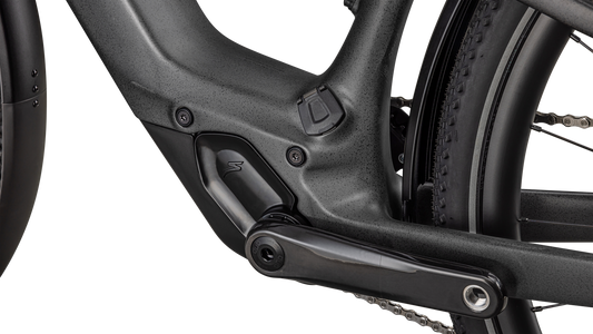 SPECIALIZED Turbo Vado SL 2 6.0 EQ Carbon Ebike - SATIN BLACK SPECKLE OVER CARBON / DOLOMITE METALLIC FROST REFLECTIVE