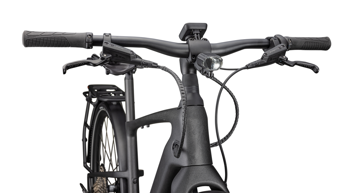 SPECIALIZED Turbo Vado SL 2 6.0 EQ Carbon Ebike - SATIN BLACK SPECKLE OVER CARBON / DOLOMITE METALLIC FROST REFLECTIVE