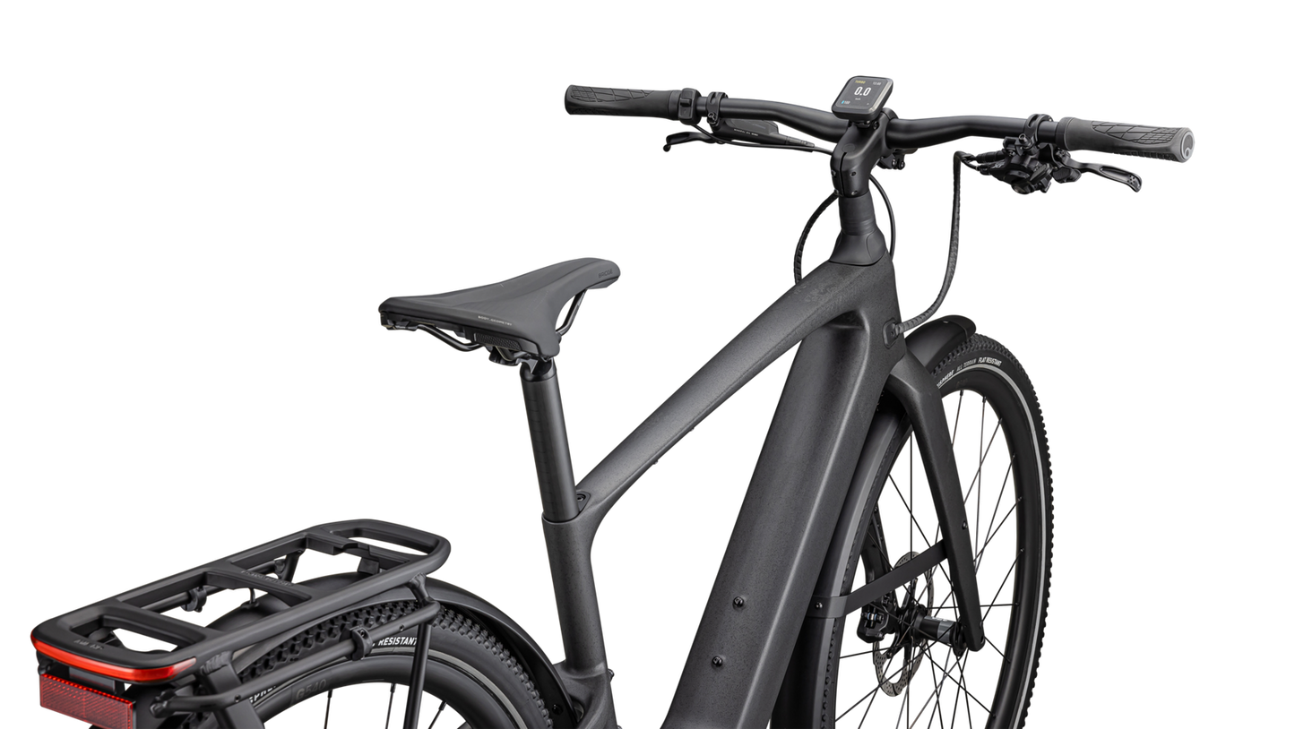 SPECIALIZED Turbo Vado SL 2 6.0 EQ Carbon Ebike - SATIN BLACK SPECKLE OVER CARBON / DOLOMITE METALLIC FROST REFLECTIVE