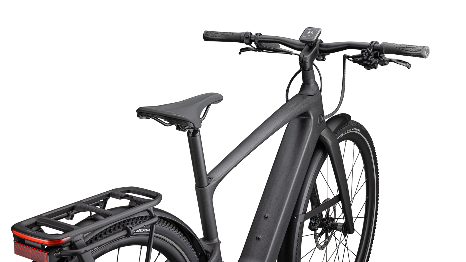SPECIALIZED Turbo Vado SL 2 6.0 EQ Carbon Ebike - SATIN BLACK SPECKLE OVER CARBON / DOLOMITE METALLIC FROST REFLECTIVE