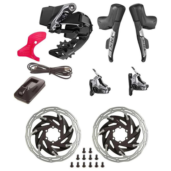 SRAM RED E TAP AXS 1X GROUPSET HIDRO FLAT MOUNT - Black – Velodrom CC