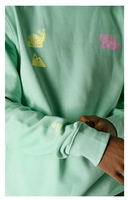 VELODROM Sweatshirt The Social Climber - Green/Pink/Yellow