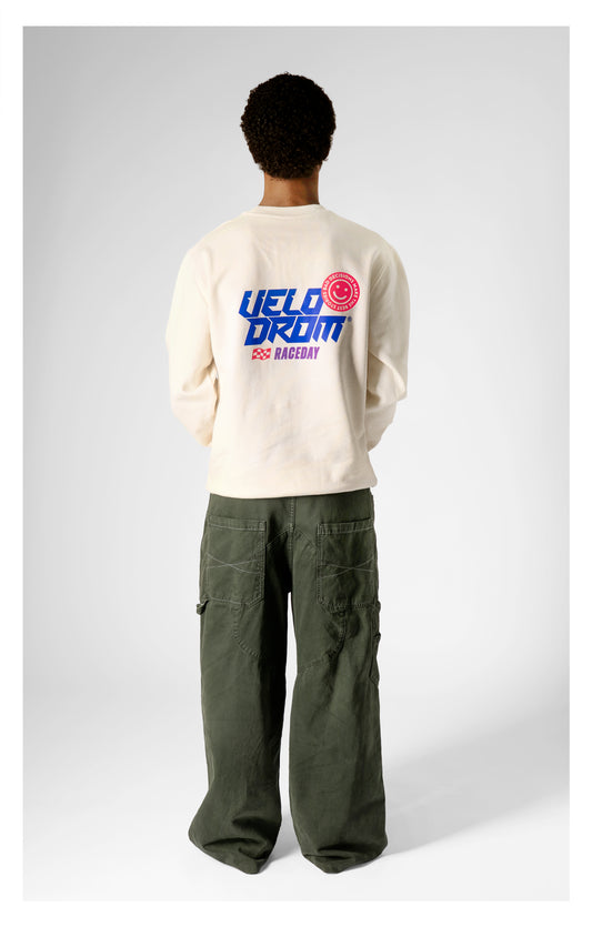 VELODROM Raceday Sweatshirt - Cream/Blue/Pink