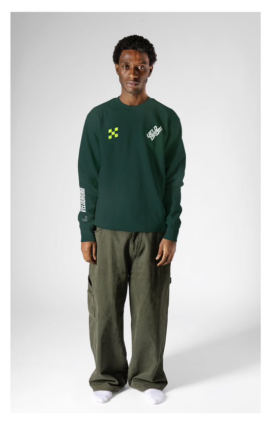 VELODROM Raceday Checkered Sweatshirt - Green/Lime/White