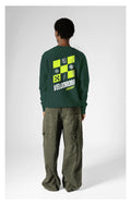 VELODROM Raceday Checkered Sweatshirt - Green/Lime/Hvid