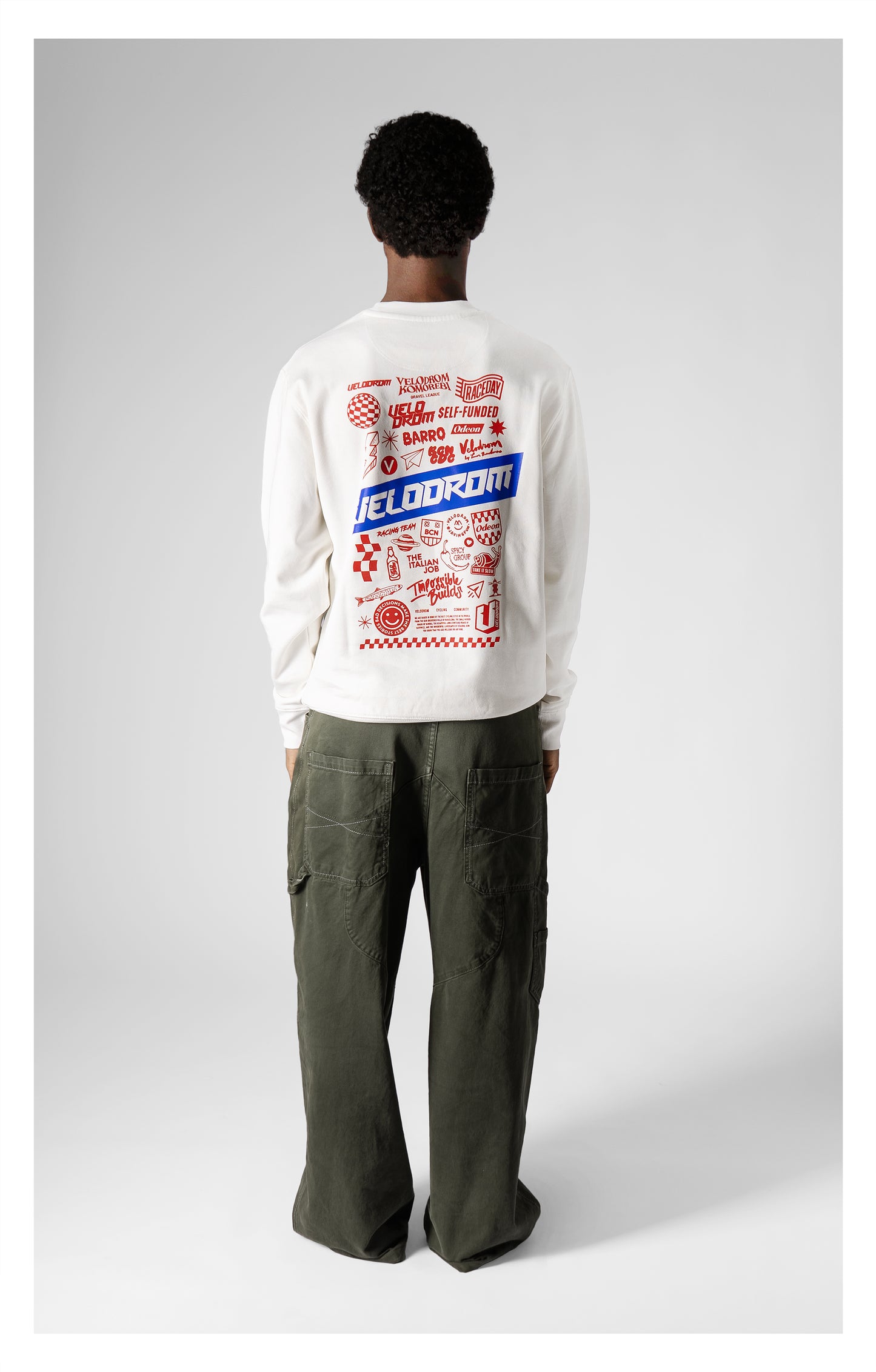 VELODROM Mini Logos Sweatshirt - Weiß/Blue/Red