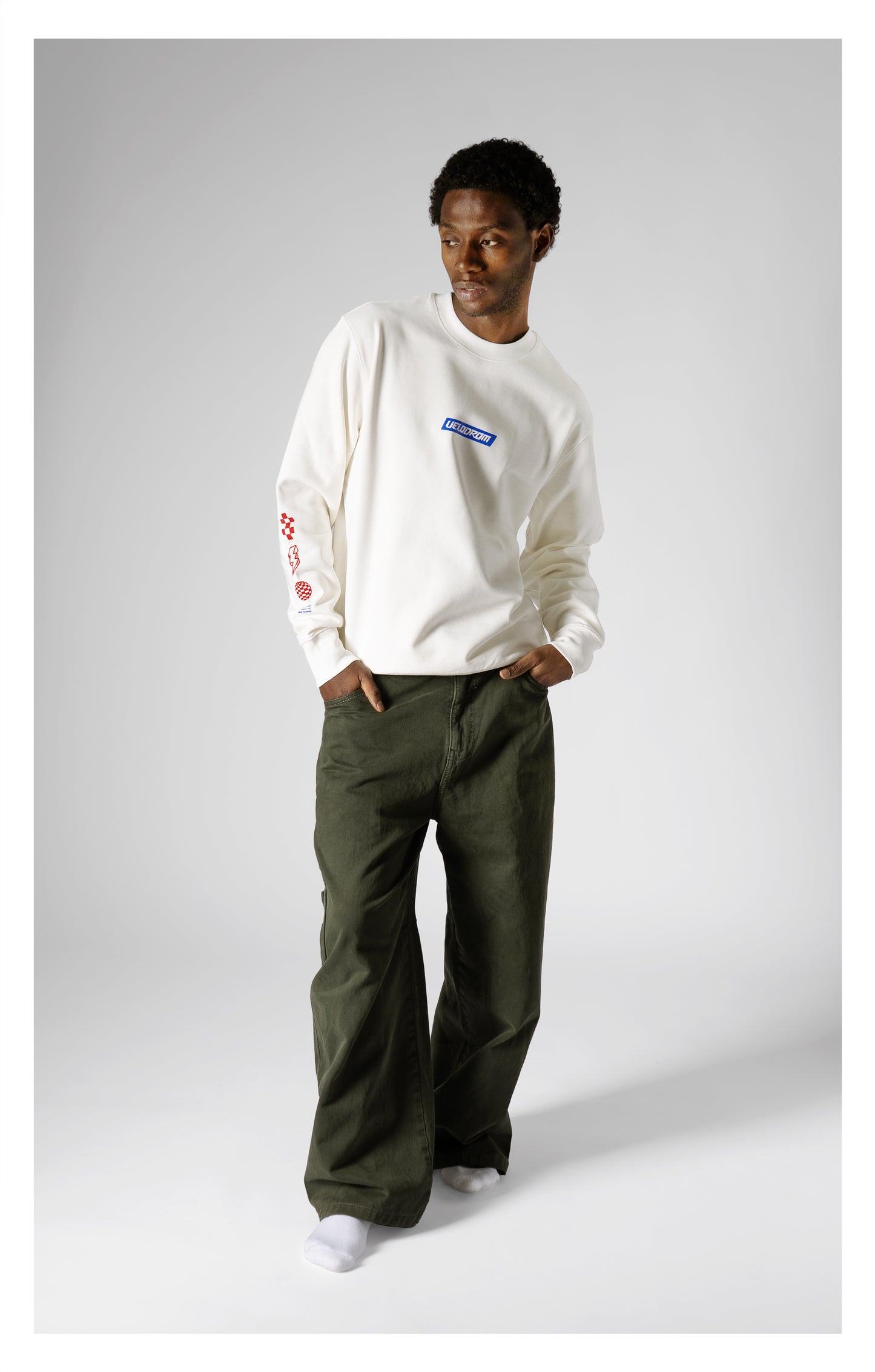 VELODROM Mini Logos Sweatshirt - Weiß/Blue/Red