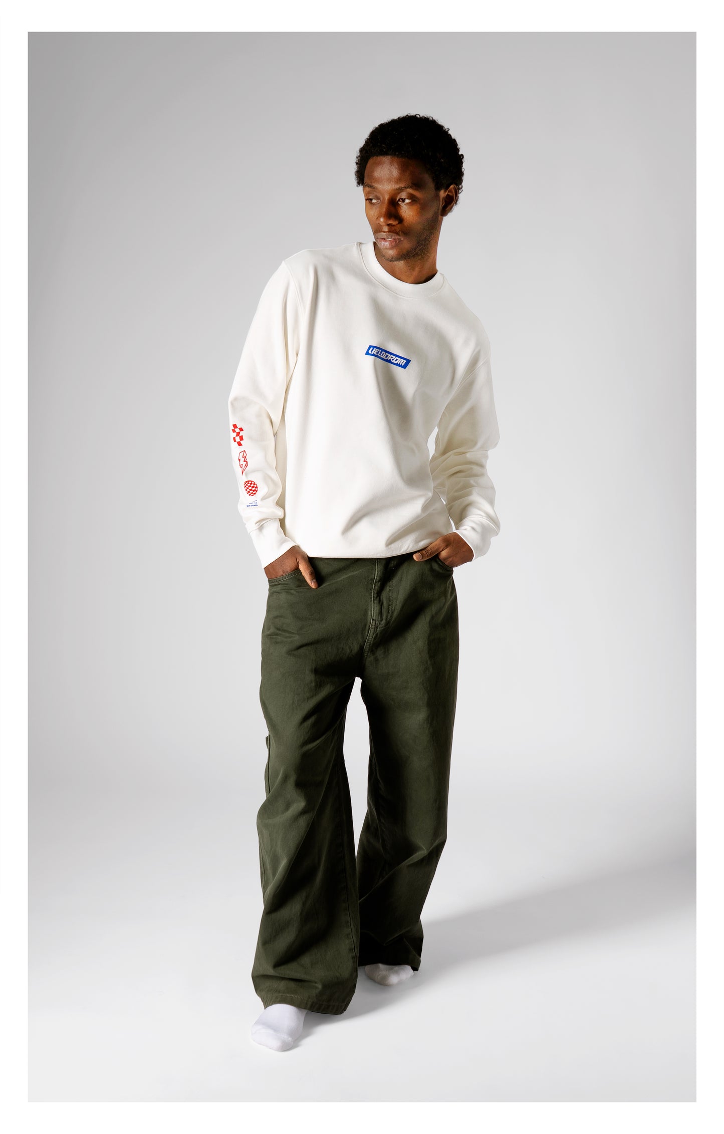 VELODROM Mini Logos Dessuadora - Blanc/Blue/Red